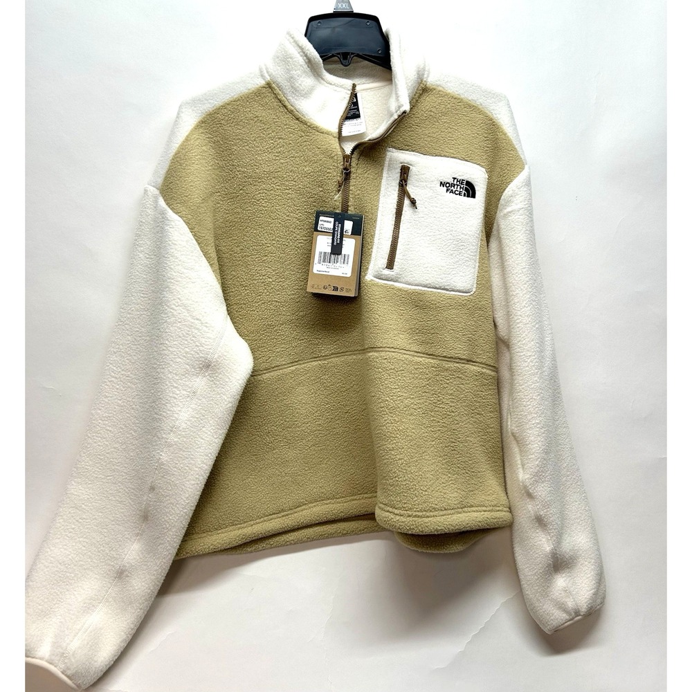 The North Face Yumiori Fleece Womens 2XL Sweater 1/4 Zip Khaki Stone White (R1)
